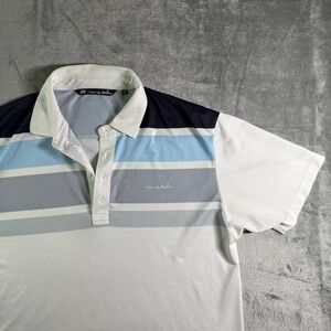 Travis Mathew Golf Polo Shirt Striped Performance Casual XL (read)